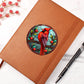 Christmas Red Cardinal Stained Glass Design 035 - Vegan Leather Journal
