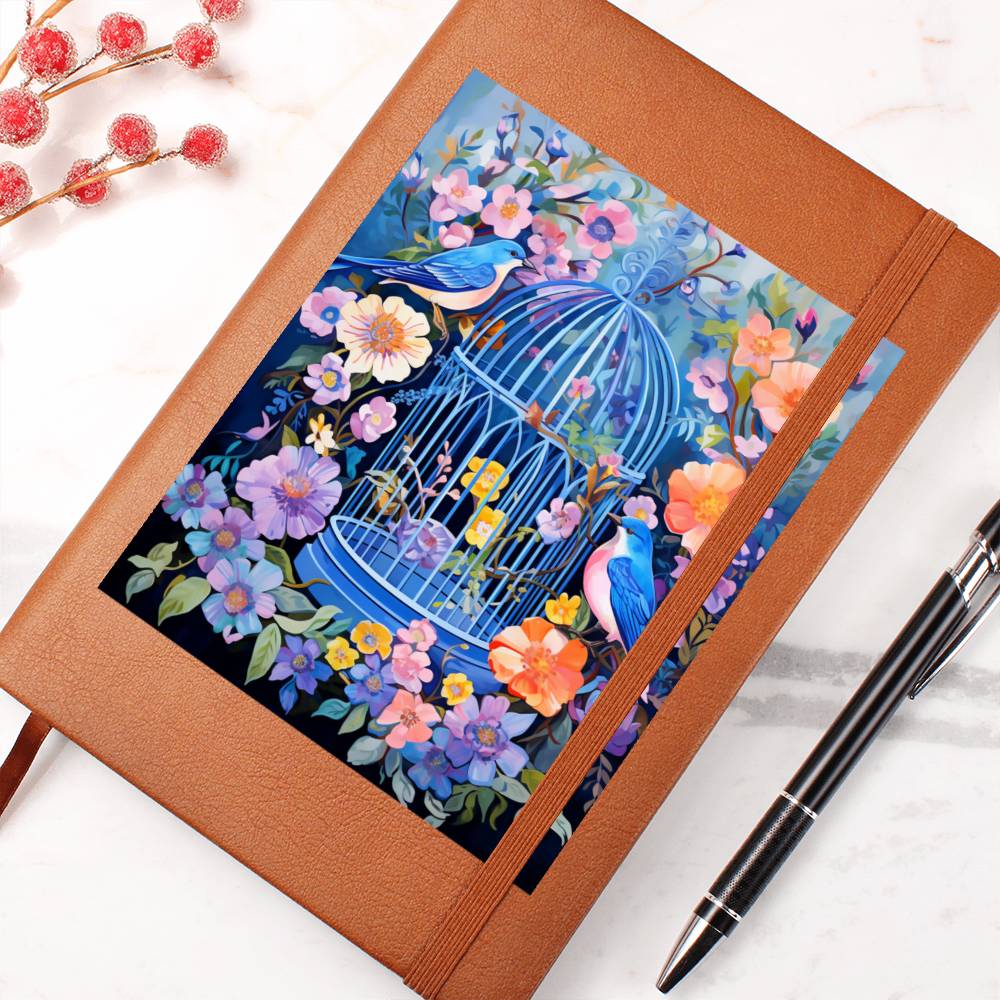 Birds And Floral Design 138 - Vegan Leather Journal