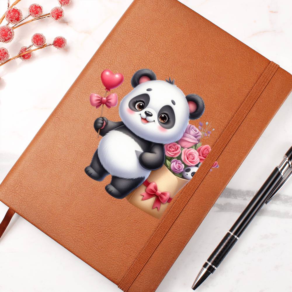 Valentine's Day Panda 007 - Vegan Leather Journal