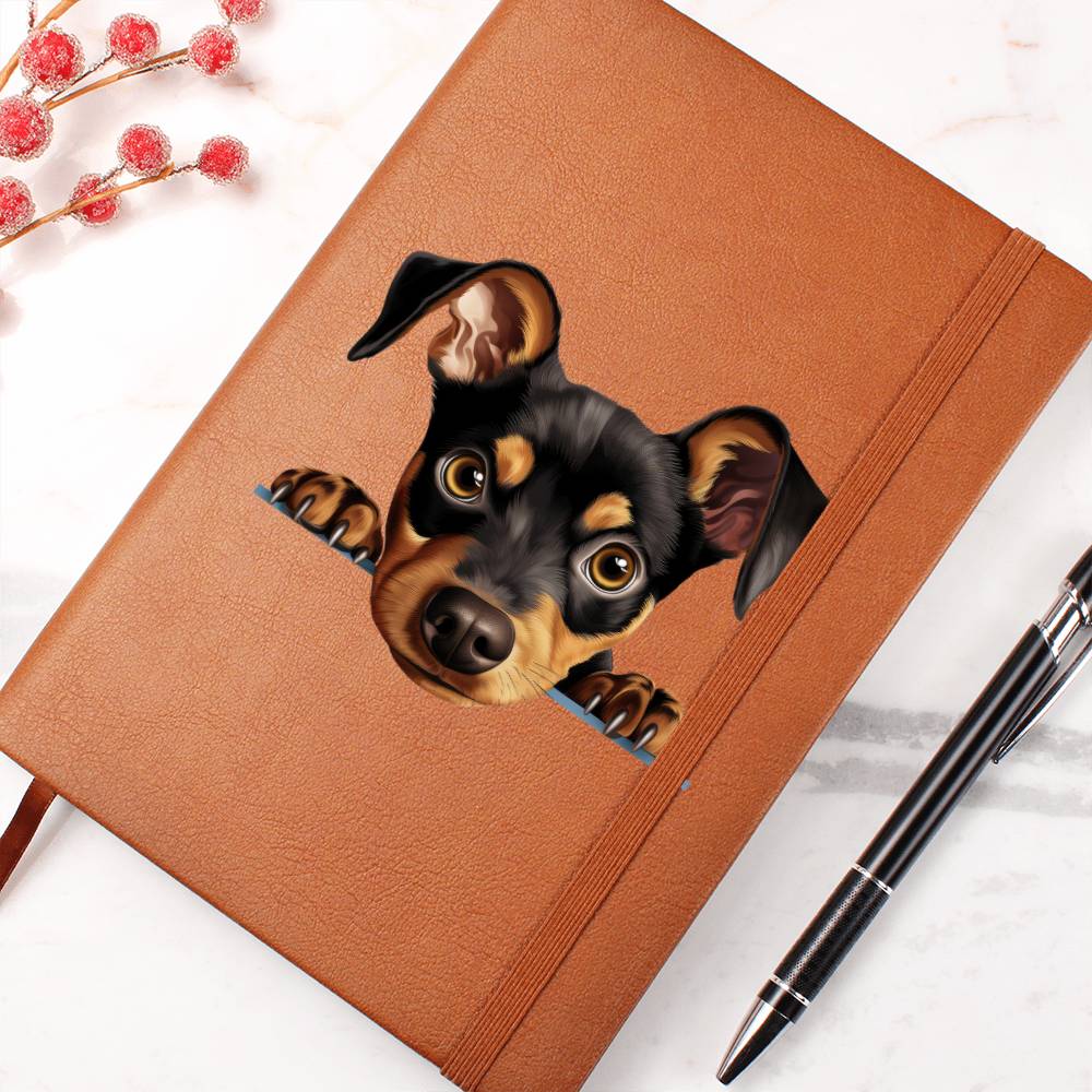 German Pinscher Peeking - Vegan Leather Journal