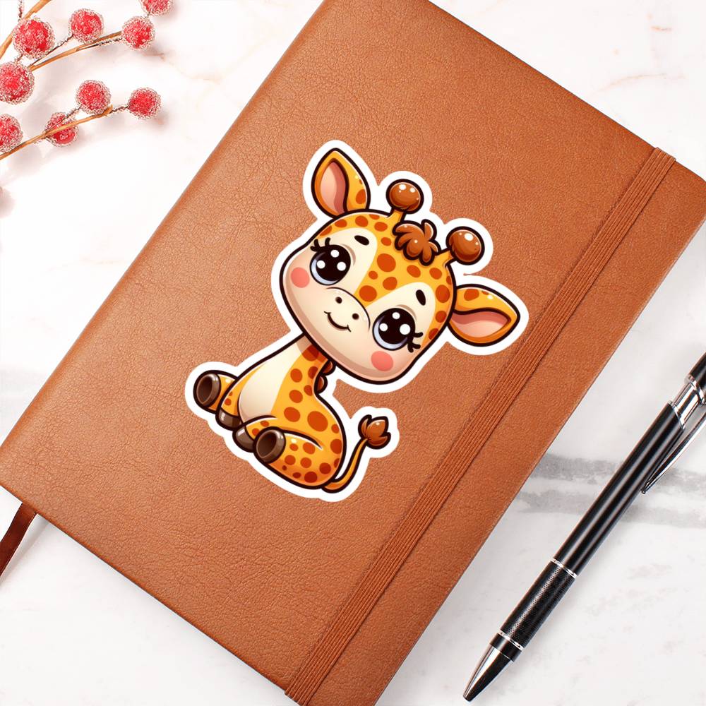 Cute Giraffe sticker 59 - Vegan Leather Journal