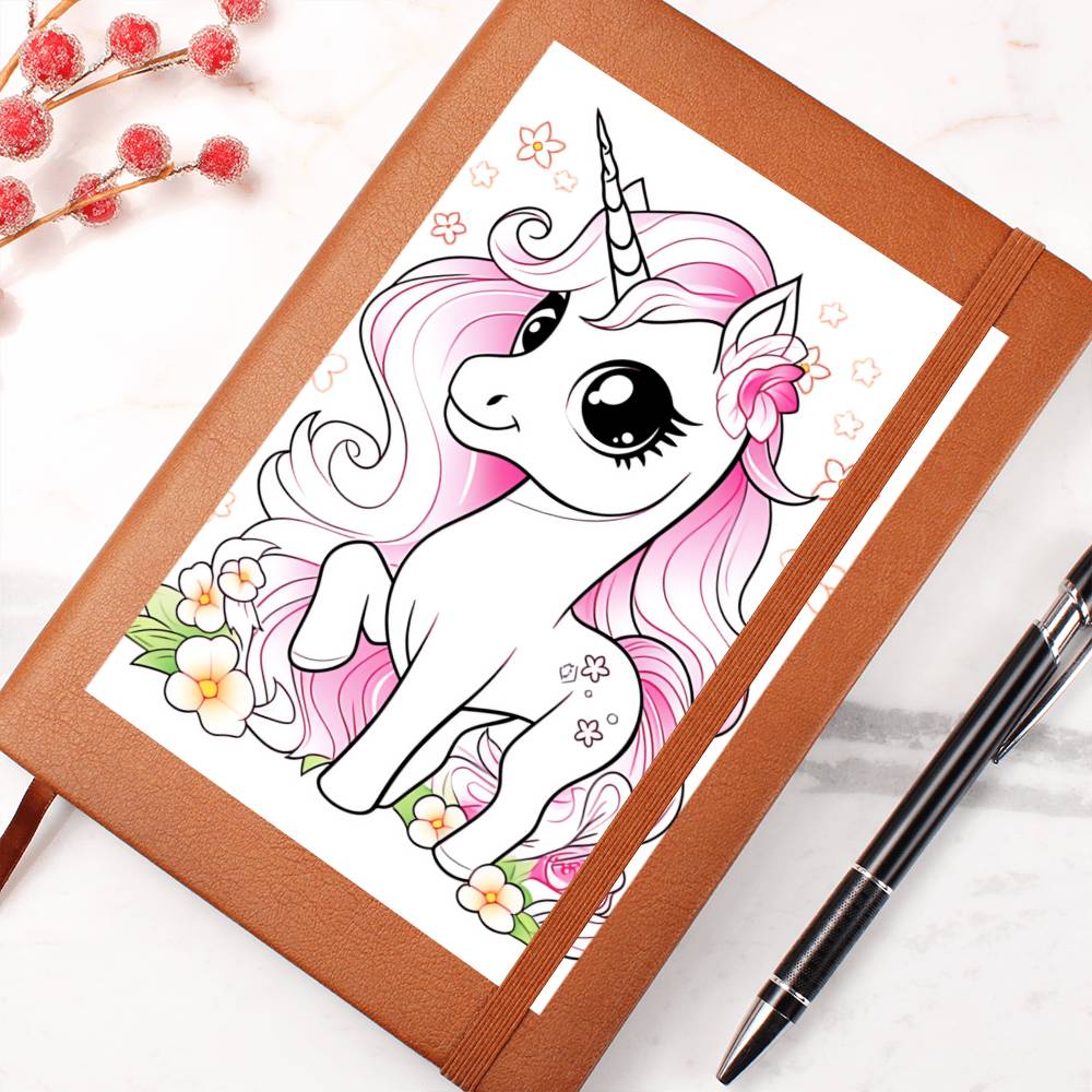 Cute Unicorn 103 - Vegan Leather Journal
