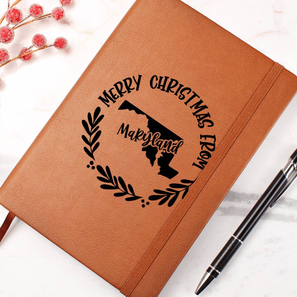Merry Christmas From Maryland - Vegan Leather Journal