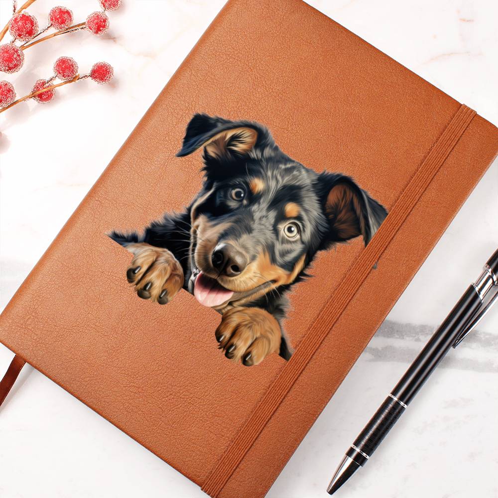 Beauceron Peeking - Vegan Leather Journal