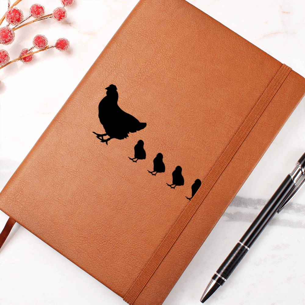 Mama Chicken With 4 Chicks - Vegan Leather Journal