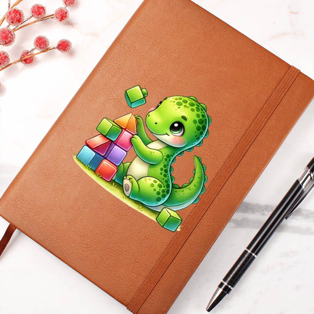 Colorful Baby Dinosaur 055 - Vegan Leather Journal