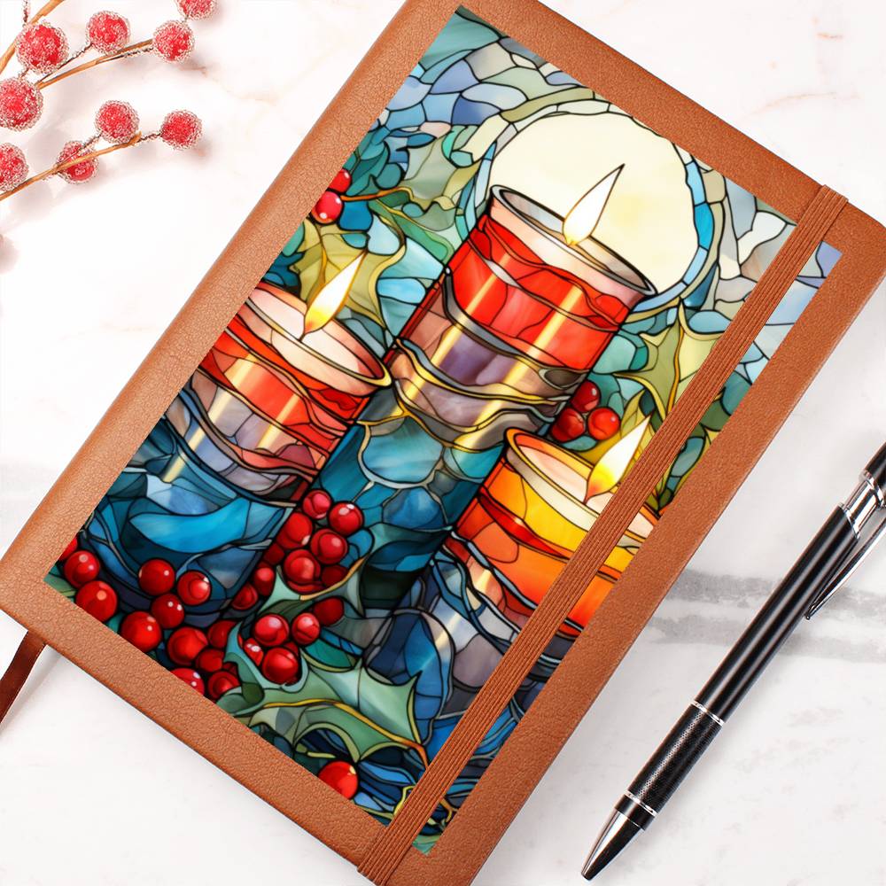 Christmas Stained Glass Design 026 - Vegan Leather Journal