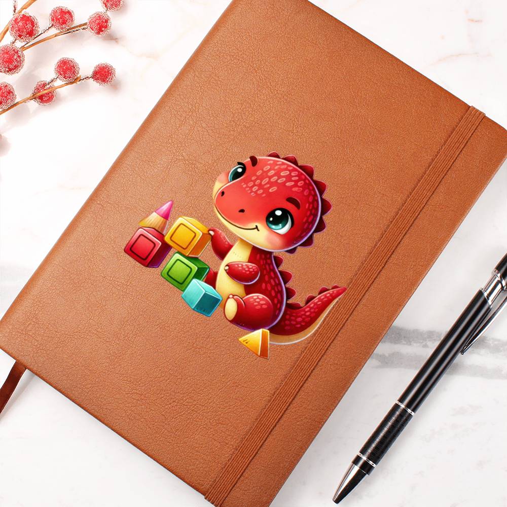 Colorful Baby Dinosaur 113 - Vegan Leather Journal