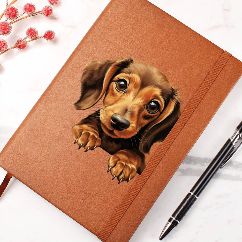 Dachshund Peeking - Vegan Leather Journal