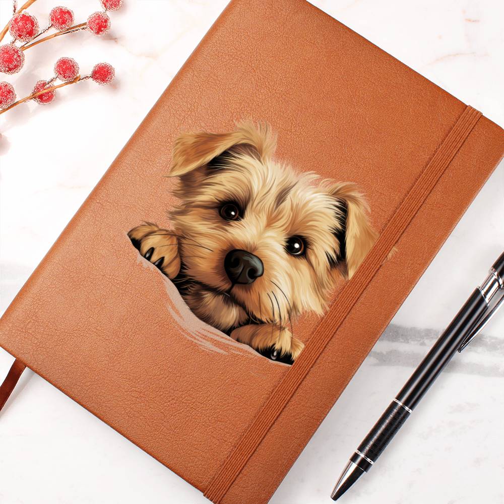 Norfolk Terrier Peeking - Vegan Leather Journal