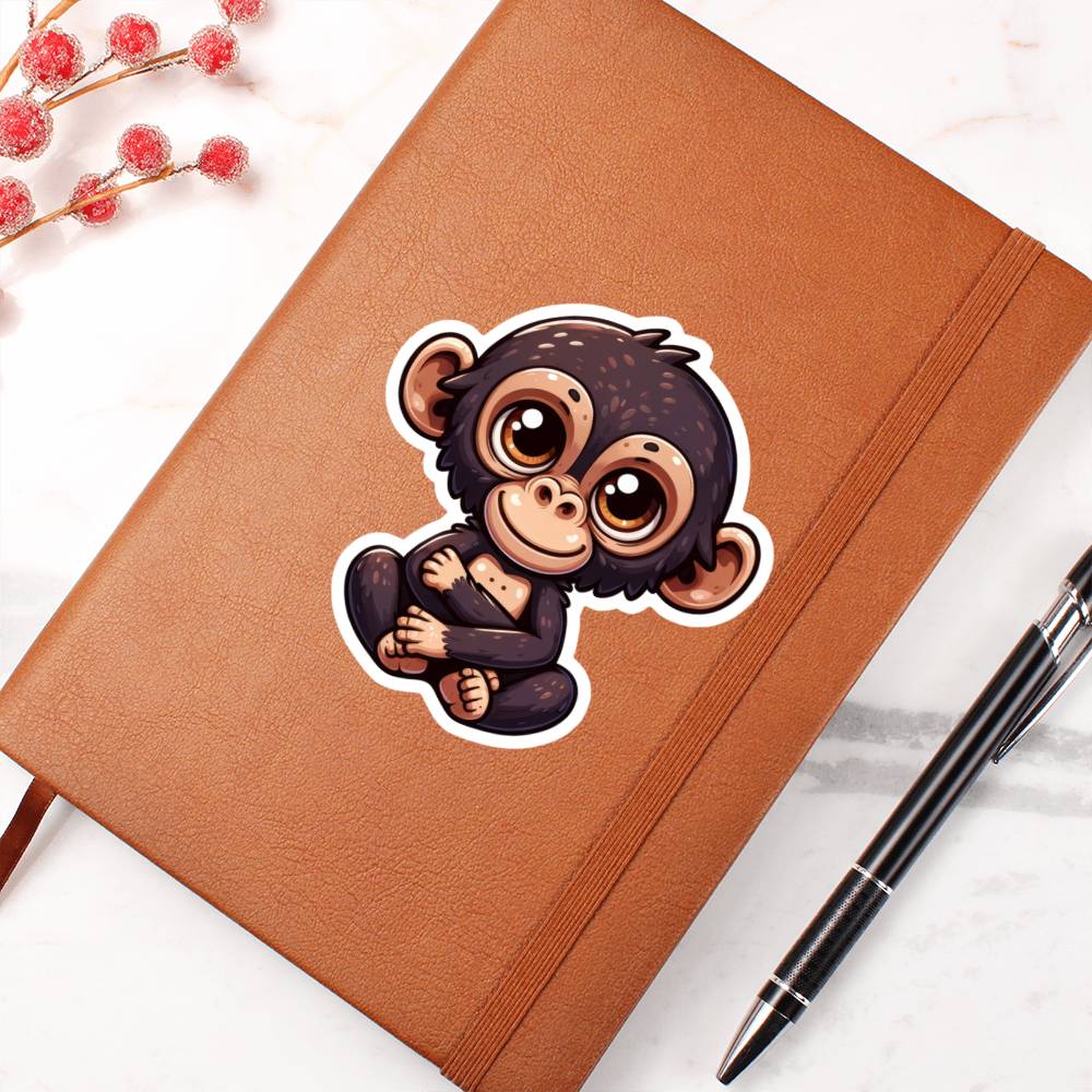 Cute Bonobo sticker 16 - Vegan Leather Journal