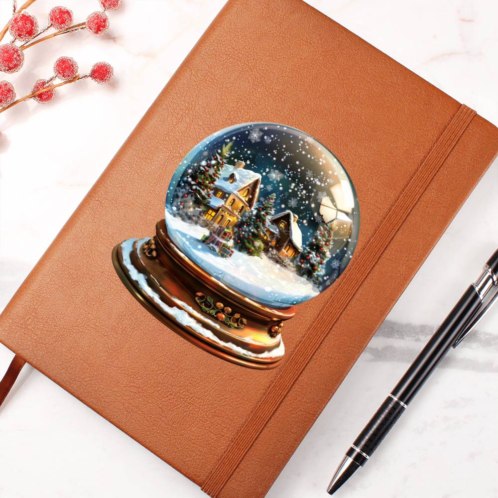 Watercolor Christmas Snow Globe 007 - Vegan Leather Journal