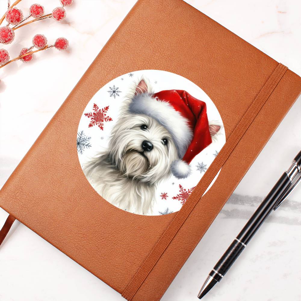 Christmas Dog - West Highland White Terrier - Vegan Leather Journal