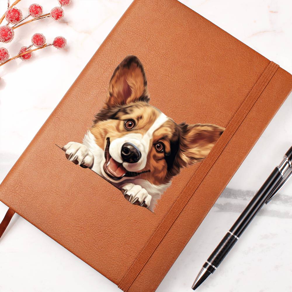 Cardigan Welsh Corgi Peeking - Vegan Leather Journal