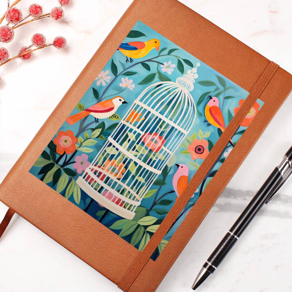 Birds And Floral Design 174 - Vegan Leather Journal
