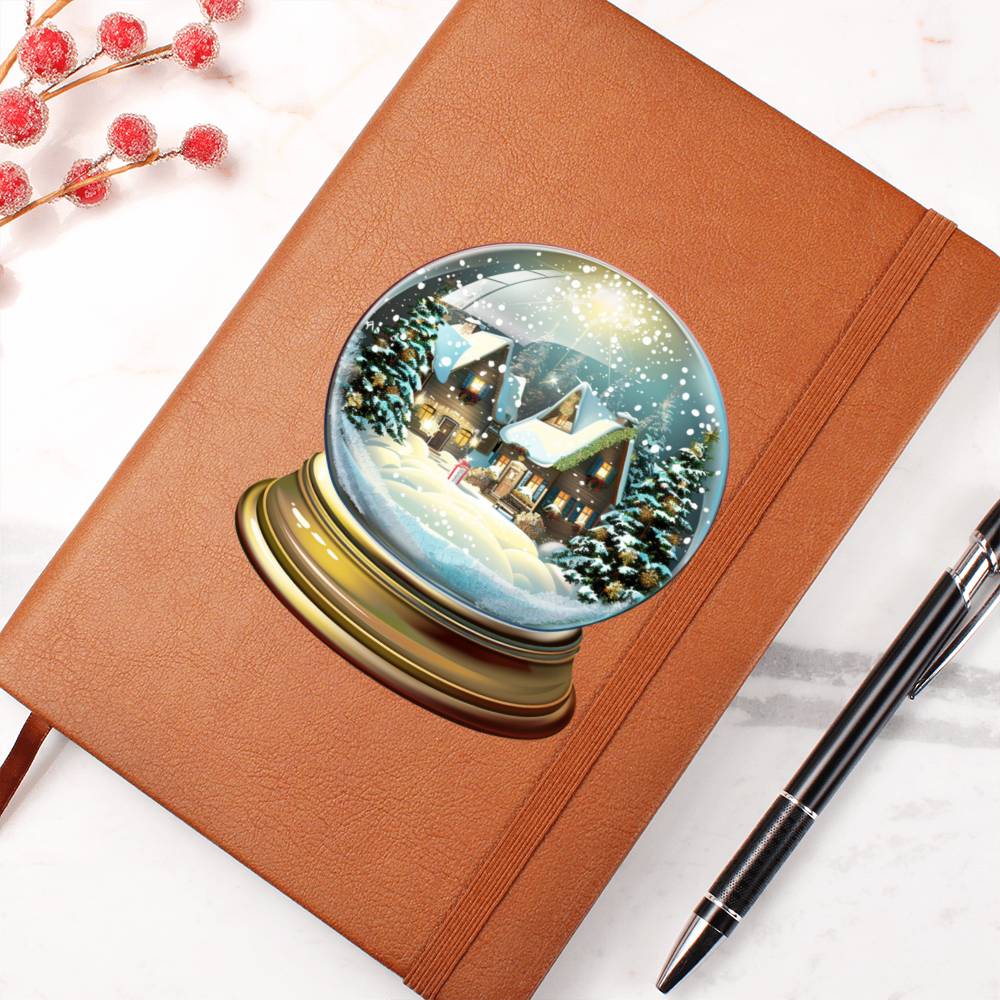 Watercolor Christmas Snow Globe 006 - Vegan Leather Journal