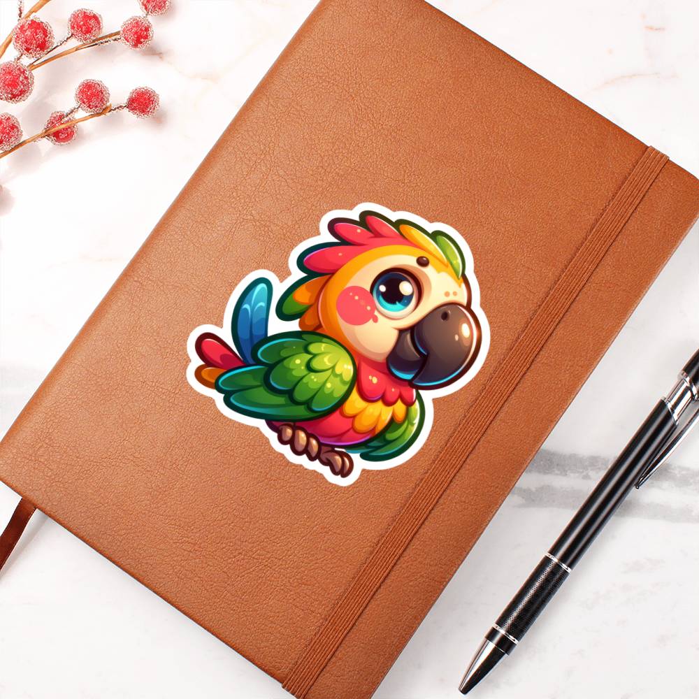 Cute Parrot sticker 109 - Vegan Leather Journal