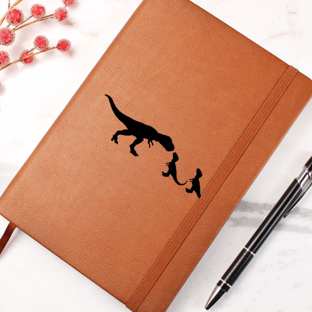 Mama Dinosaur With 2 Hatchlings - Vegan Leather Journal
