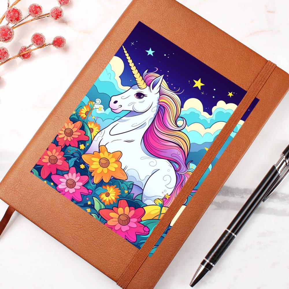 Cute Unicorn 123 - Vegan Leather Journal