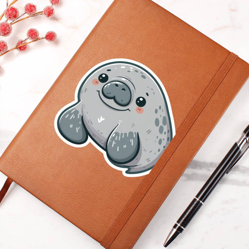Cute Manatee sticker 91 - Vegan Leather Journal