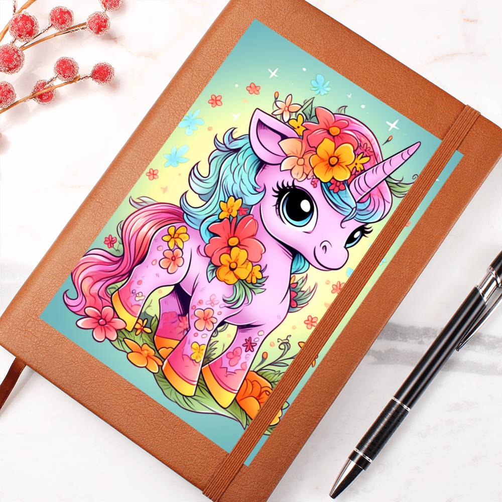 Cute Unicorn 059 - Vegan Leather Journal