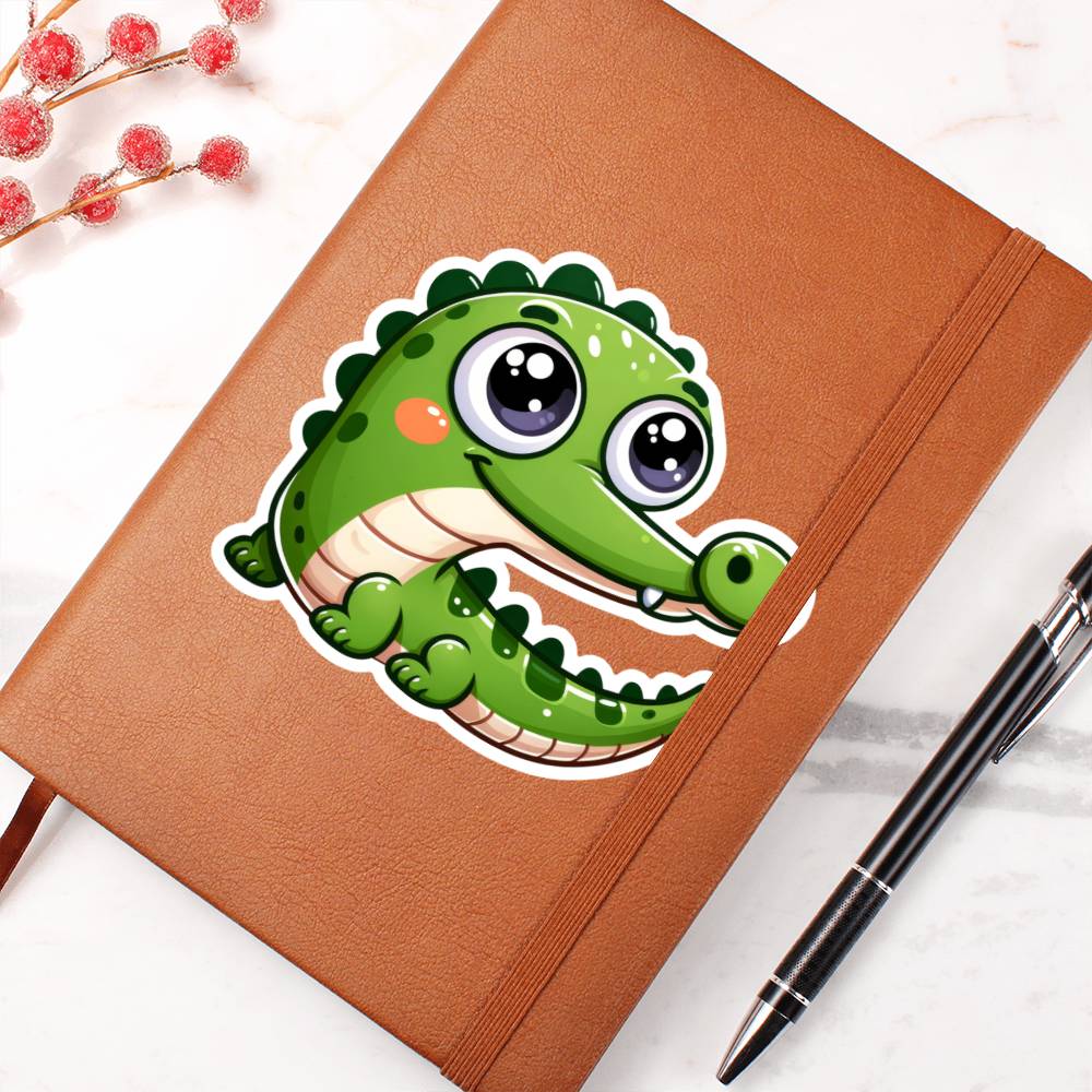 Cute Gharial sticker 57 - Vegan Leather Journal