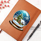 Watercolor Christmas Snow Globe 026 - Vegan Leather Journal