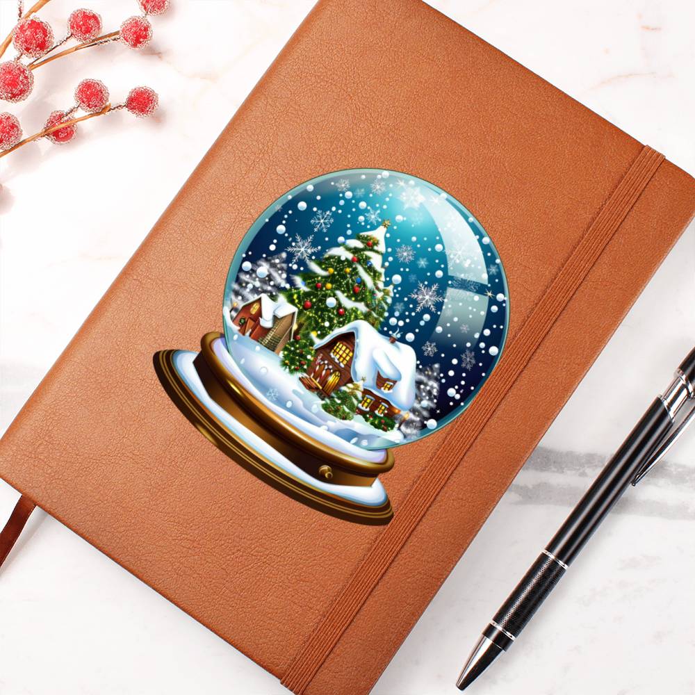 Watercolor Christmas Snow Globe 026 - Vegan Leather Journal