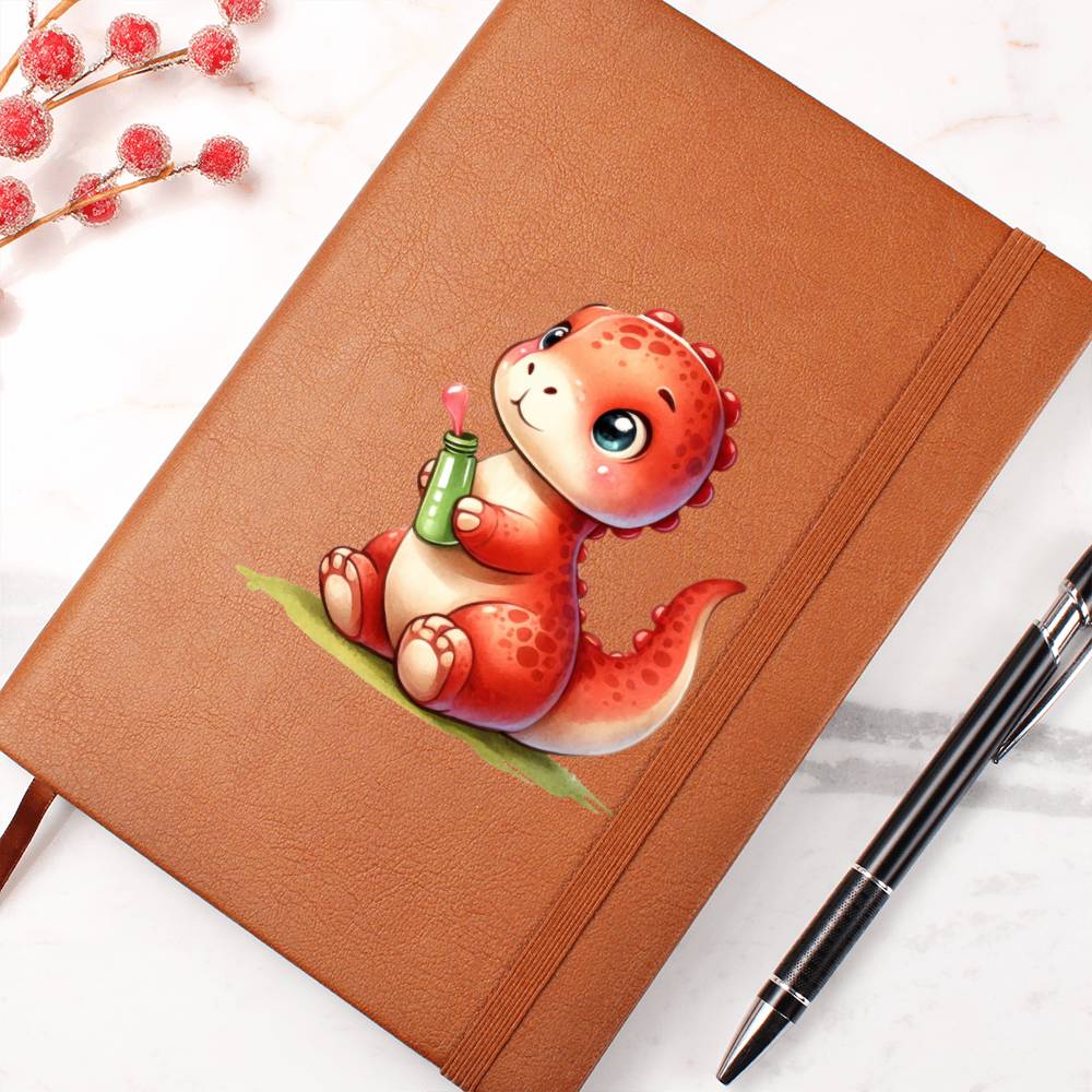 Colorful Baby Dinosaur 053 - Vegan Leather Journal