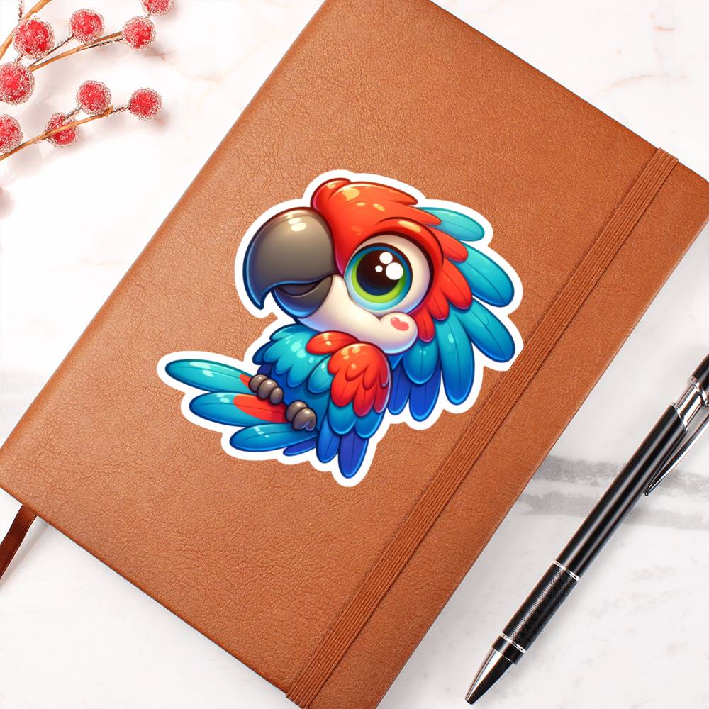 Cute Macaw sticker 90 - Vegan Leather Journal