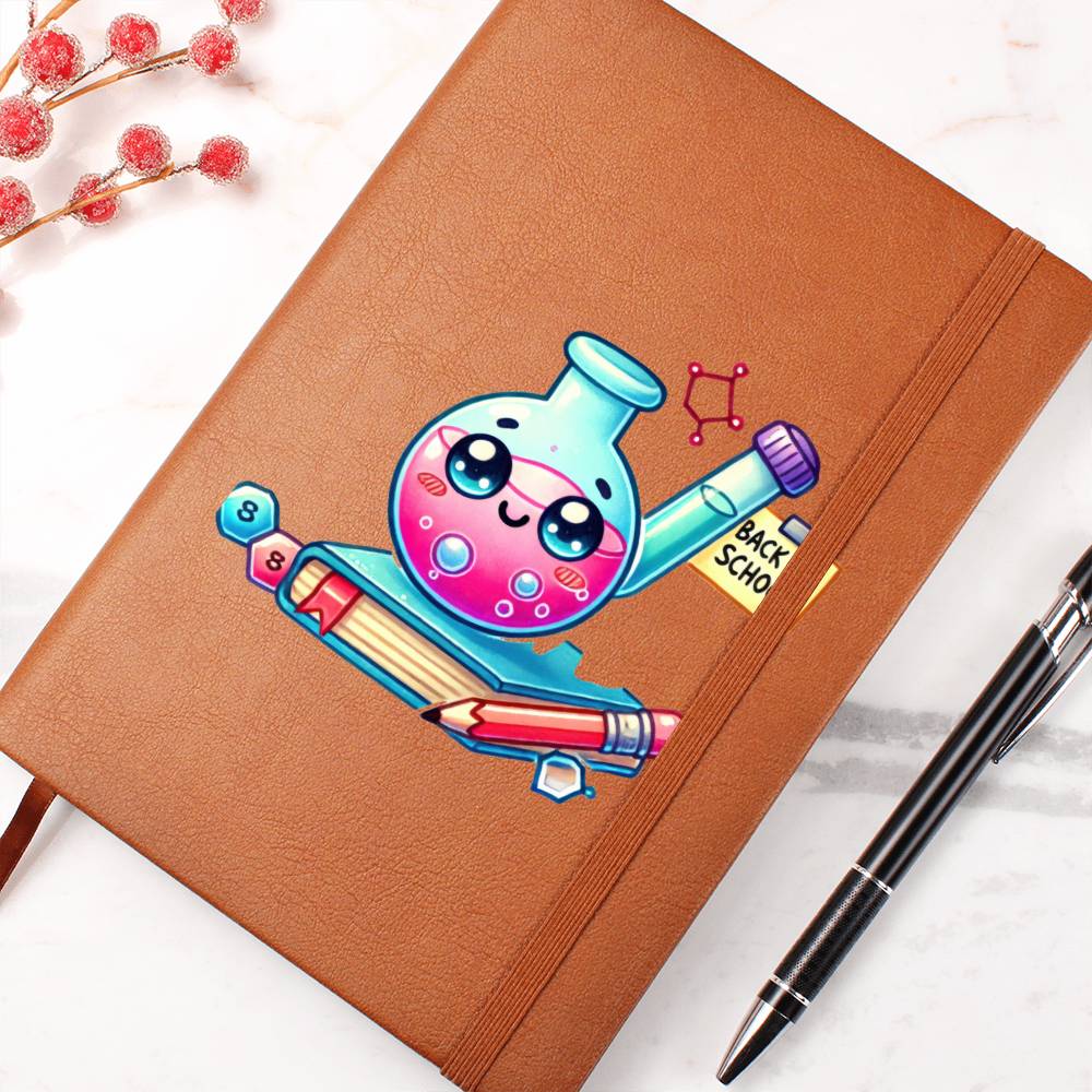 Cute Back to School Sticker 099 - Vegan Leather Journal