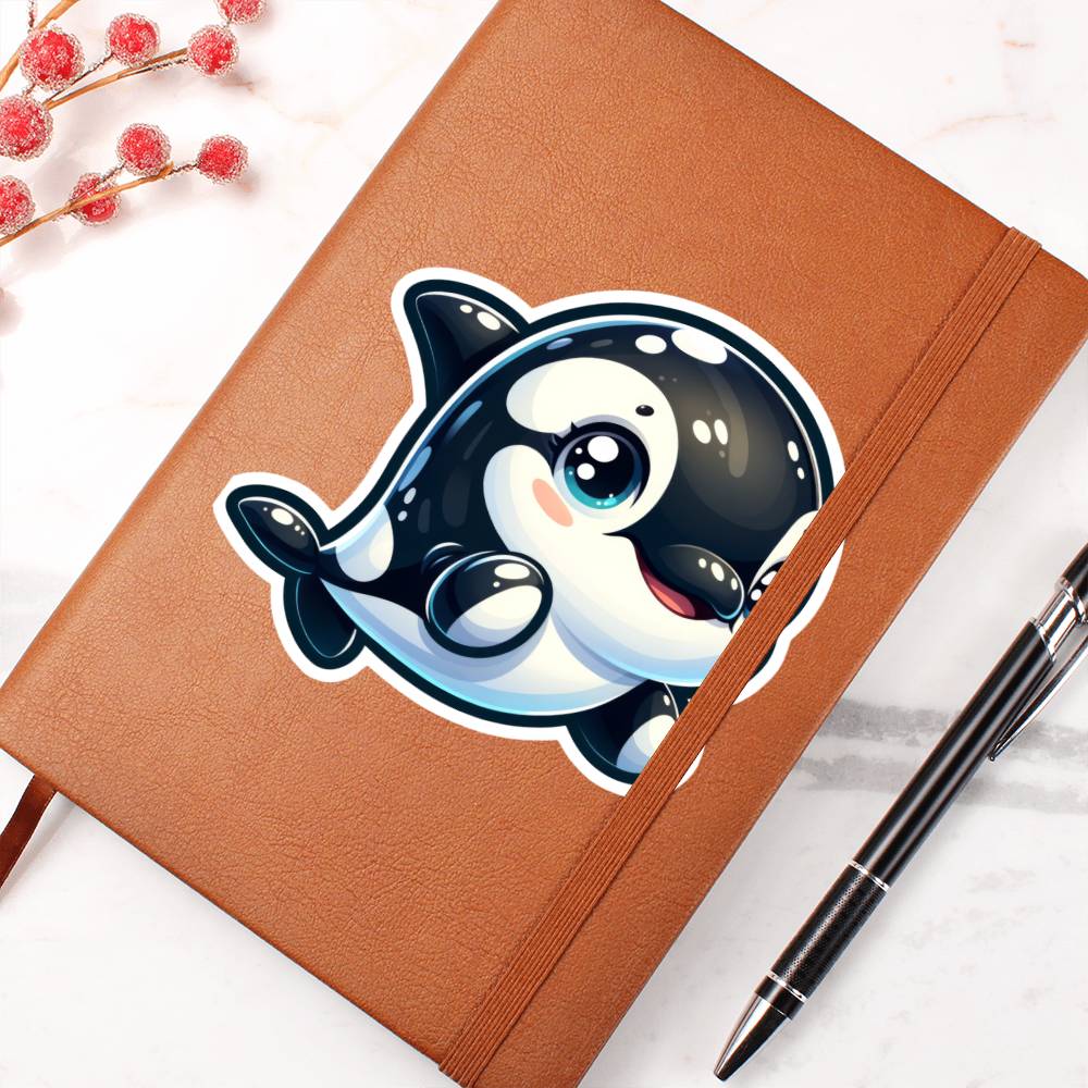 Cute Orca sticker 97 - Vegan Leather Journal