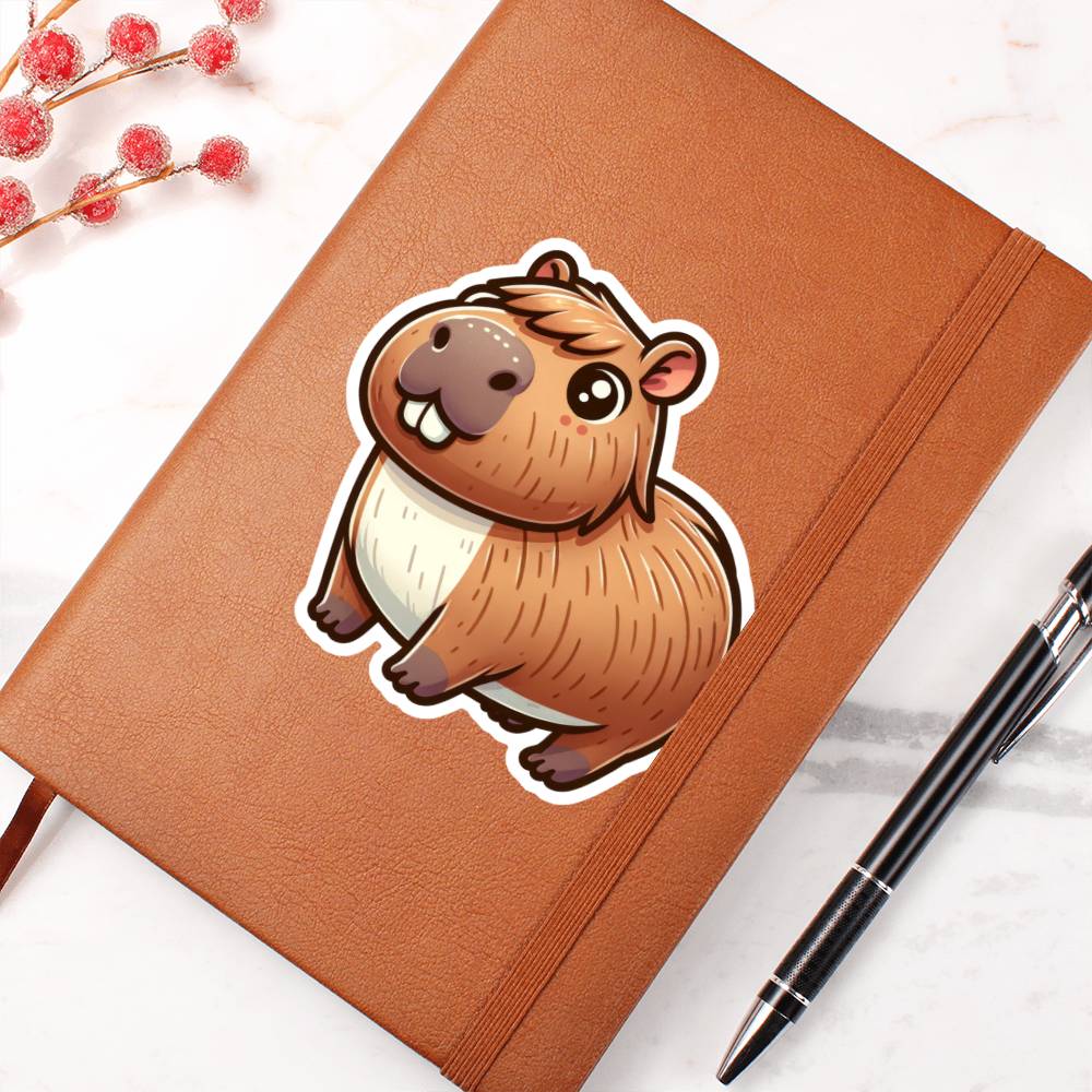 Cute Capybara sticker 20 - Vegan Leather Journal