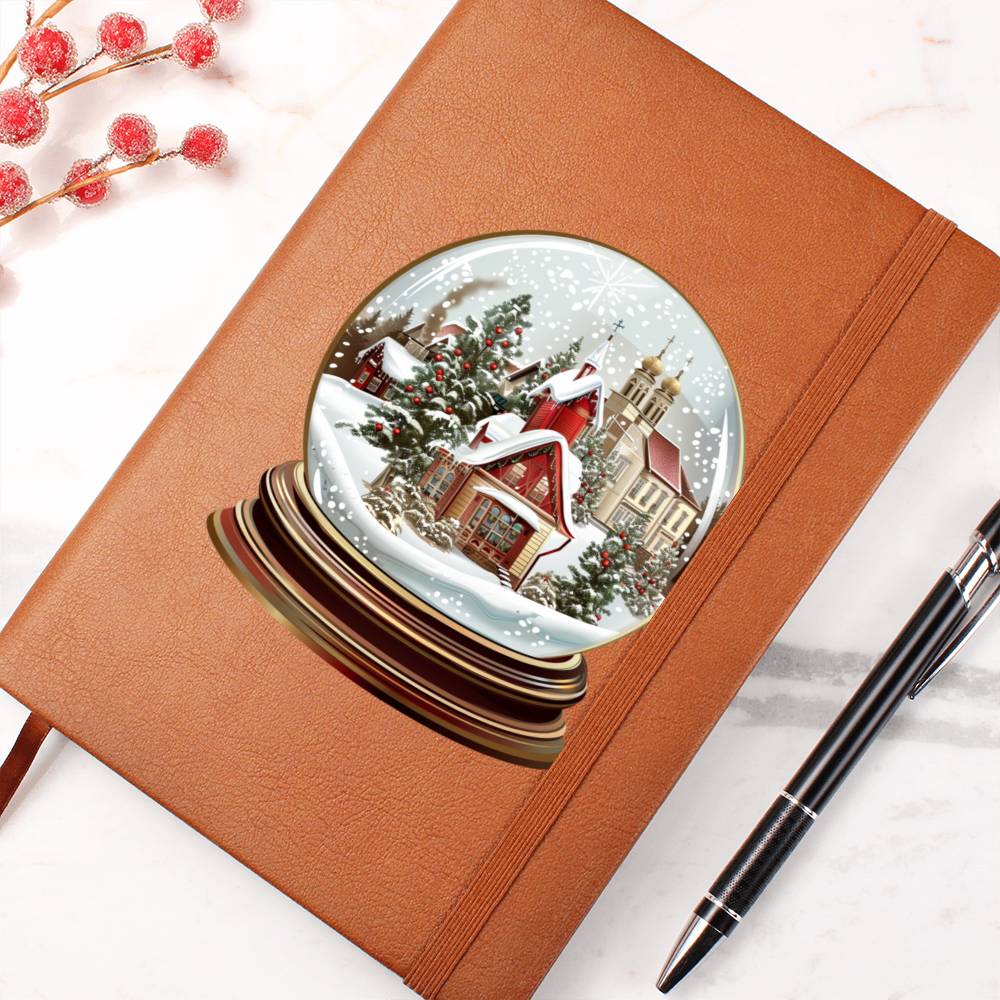 Watercolor Christmas Snow Globe 027 - Vegan Leather Journal