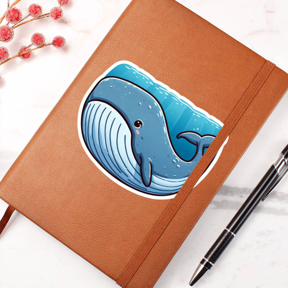 Cute Sperm whale sticker 175 - Vegan Leather Journal