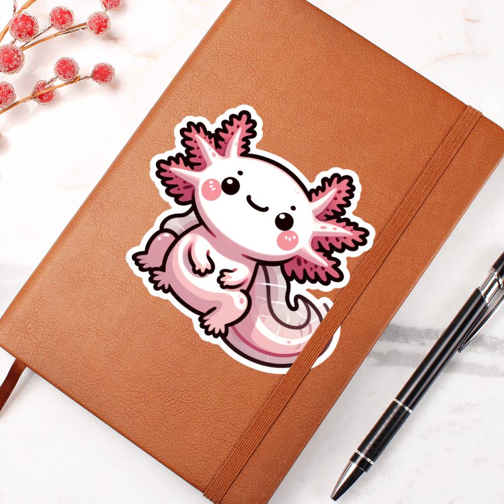 Cute Axolotl sticker 07 - Vegan Leather Journal