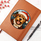 Dog Stained Glass Christmas Design 011 - Vegan Leather Journal