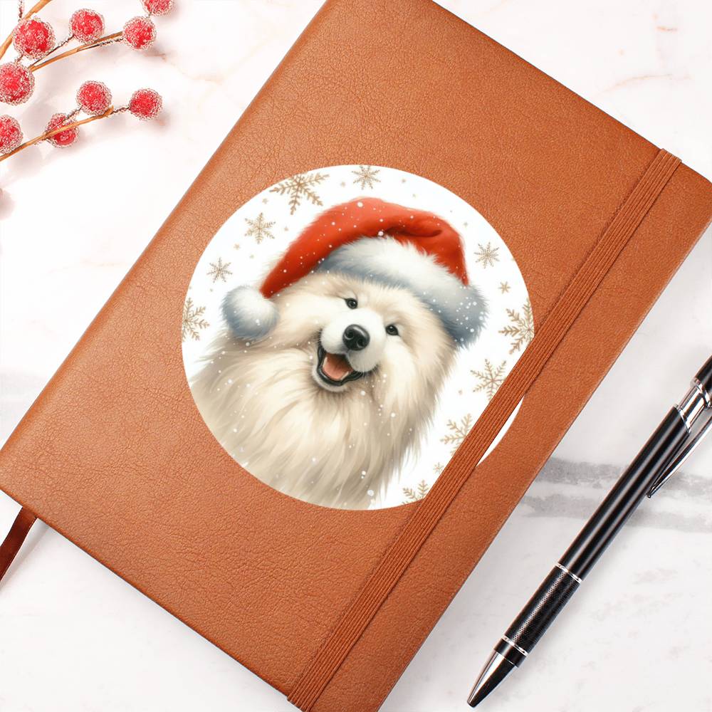 Christmas Dog - Samoyed - Vegan Leather Journal