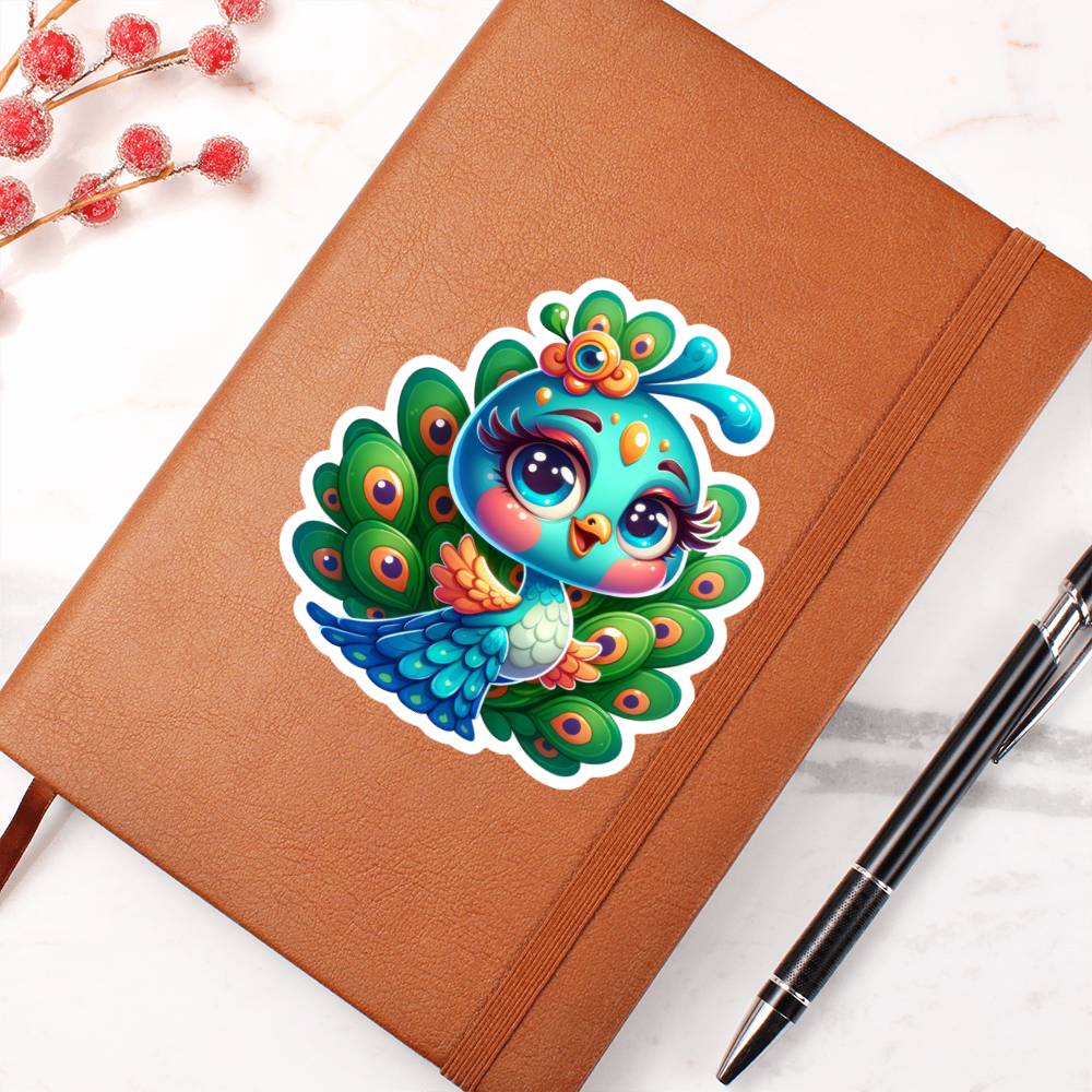 Cute Peacock sticker 122 - Vegan Leather Journal