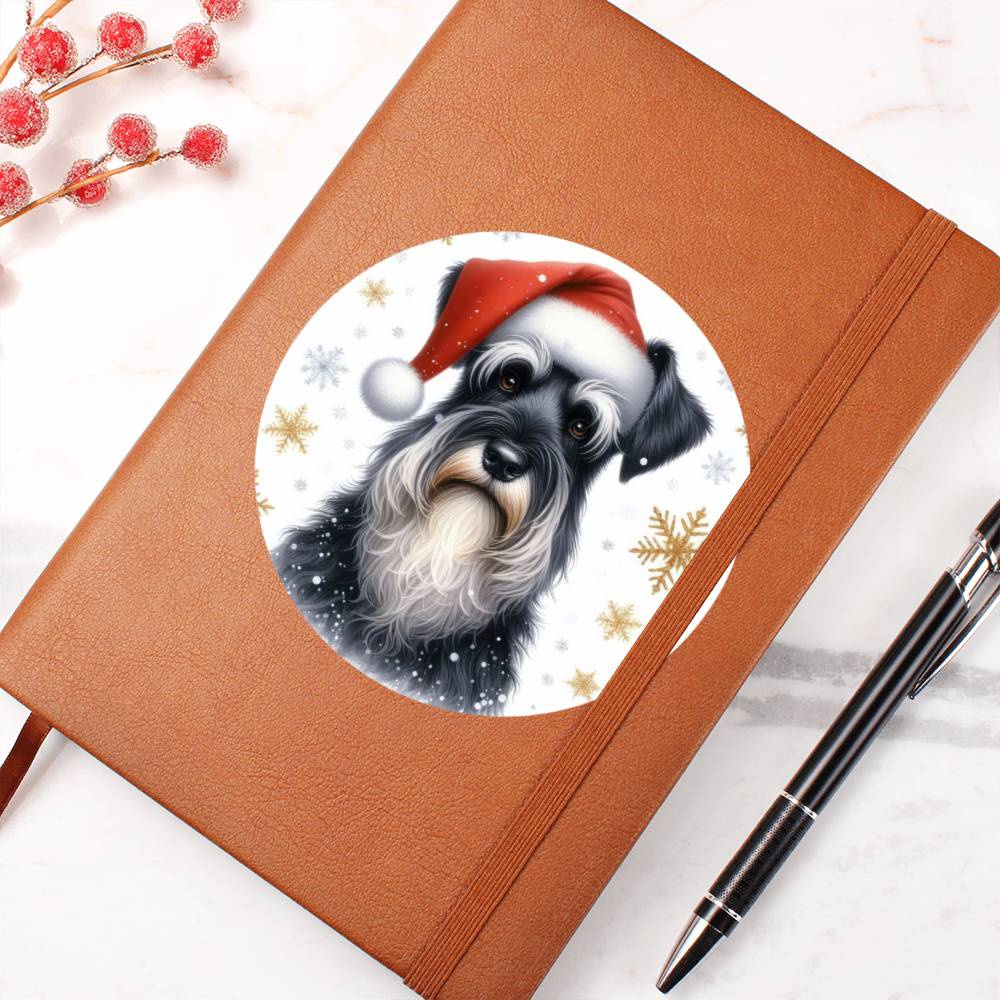 Christmas Dog - Giant Schnauzer - Vegan Leather Journal