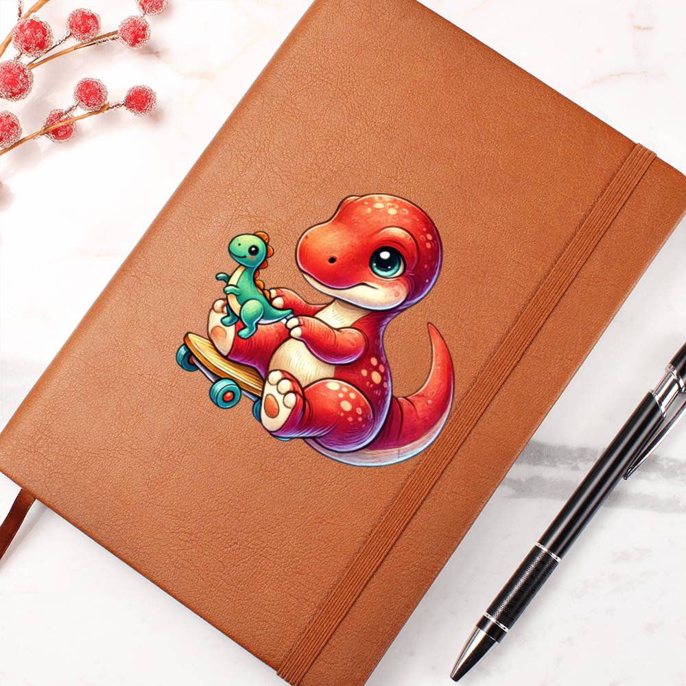 Colorful Baby Dinosaur 005 - Vegan Leather Journal
