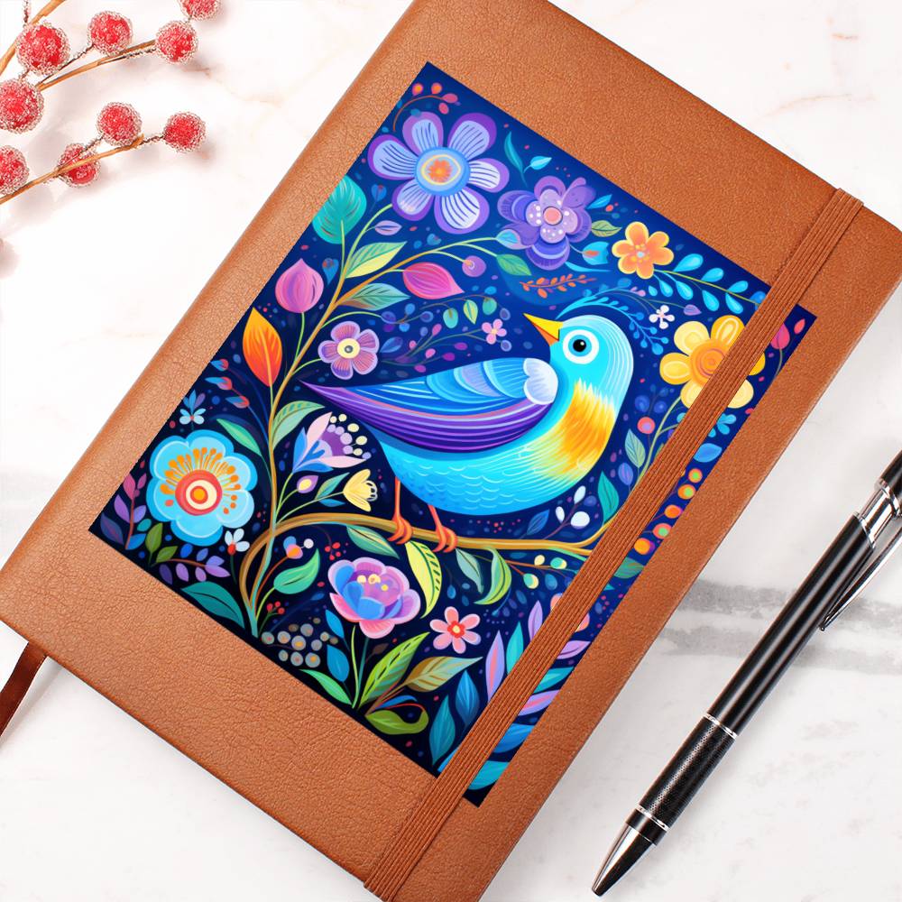 Birds And Floral Design 182 - Vegan Leather Journal