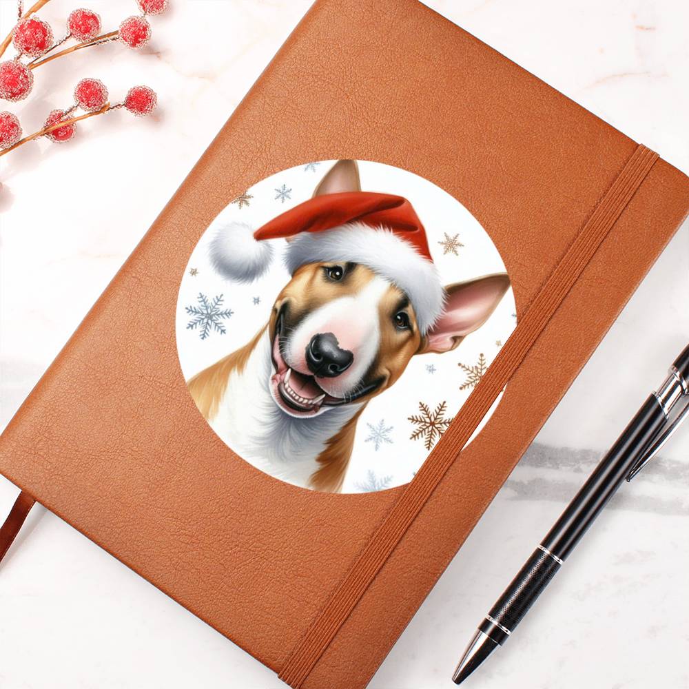 Christmas Dog - Bull Terrier - Vegan Leather Journal