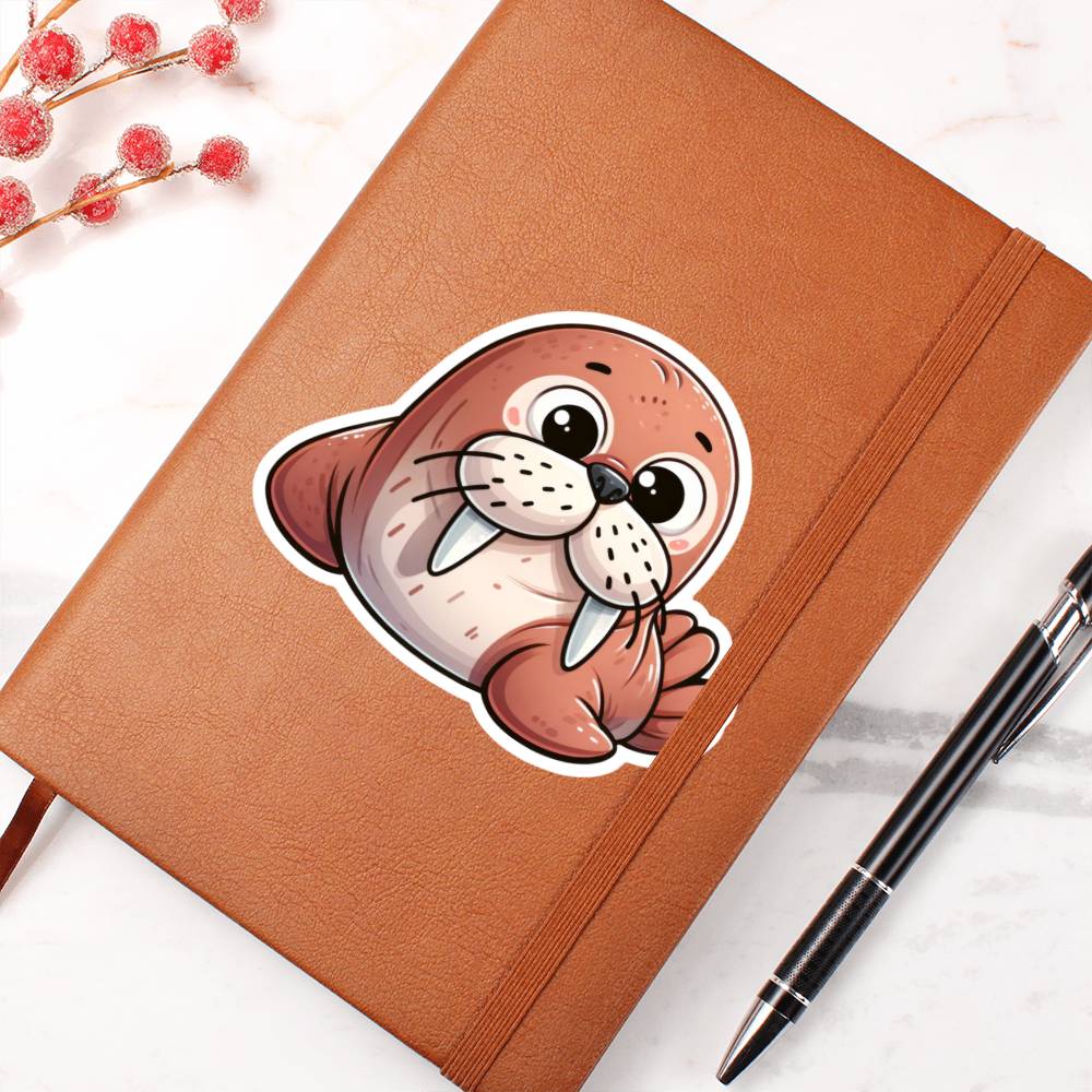 Cute Walrus sticker 212 - Vegan Leather Journal