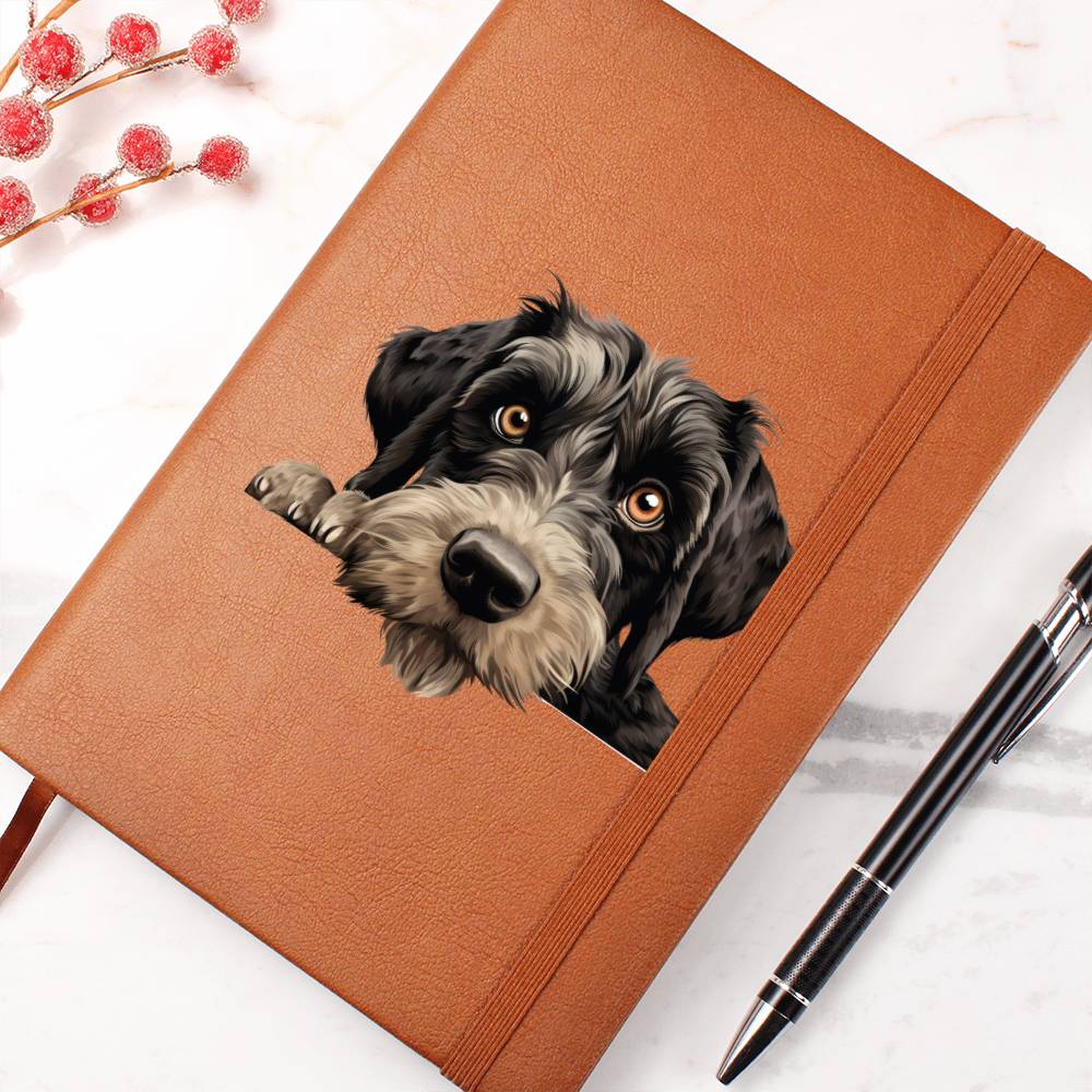 Giant Schnauzer Peeking - Vegan Leather Journal