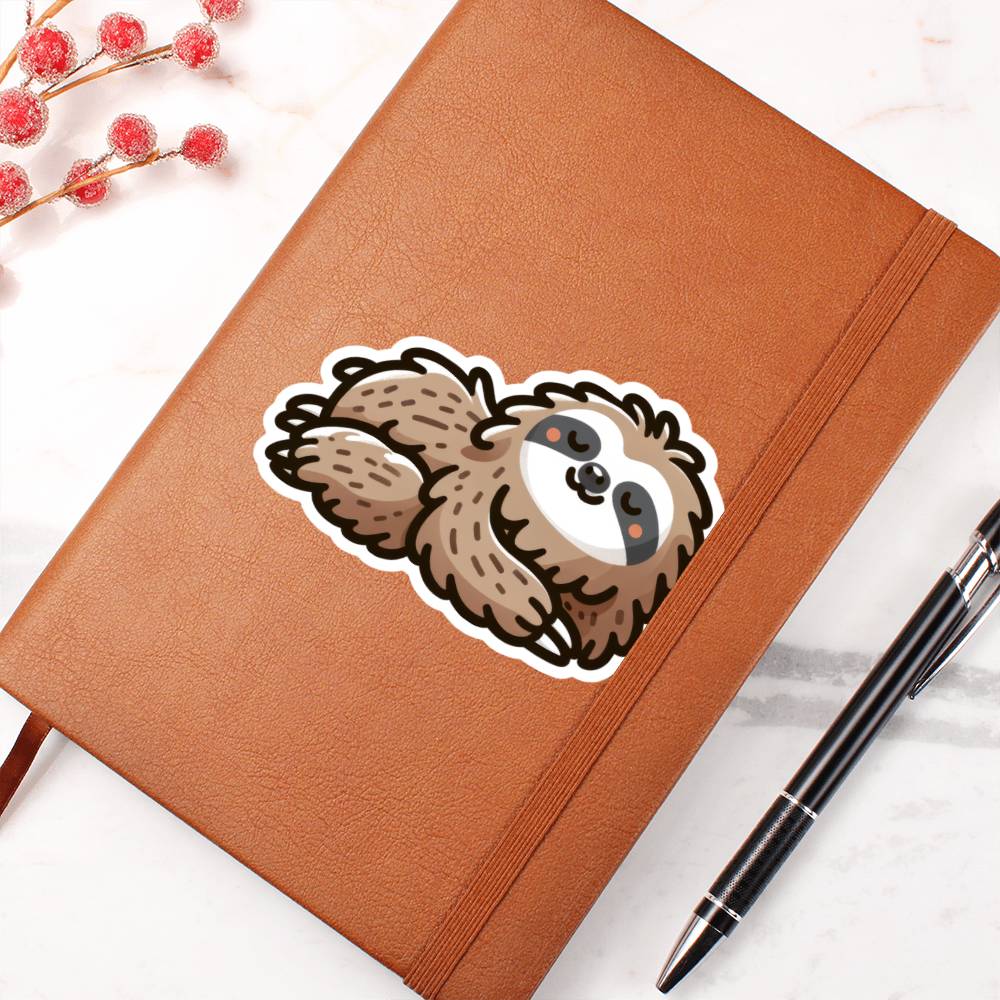 Cute Sloth bear sticker 168 - Vegan Leather Journal