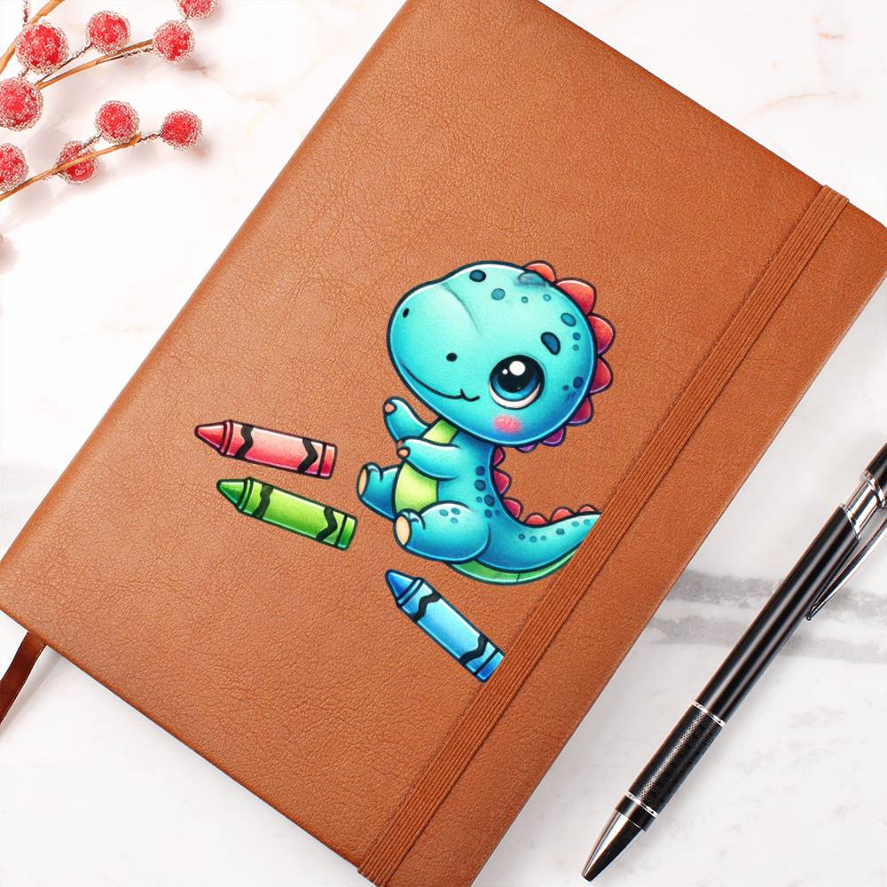 Colorful Baby Dinosaur 056 - Vegan Leather Journal