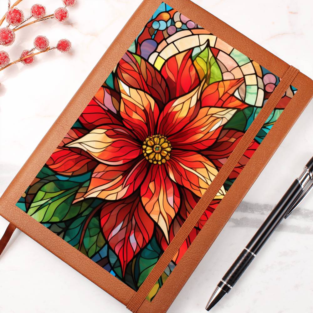 Christmas Stained Glass Design 025 - Vegan Leather Journal