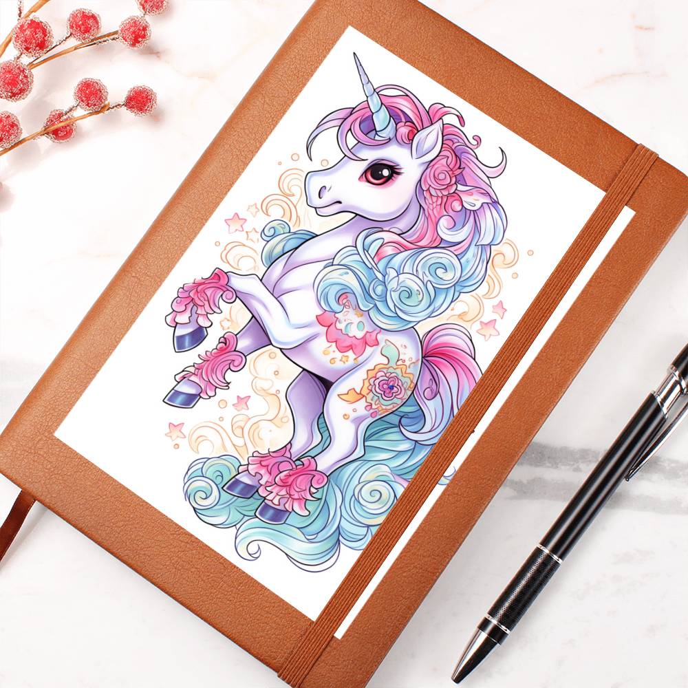Cute Unicorn 055 - Vegan Leather Journal