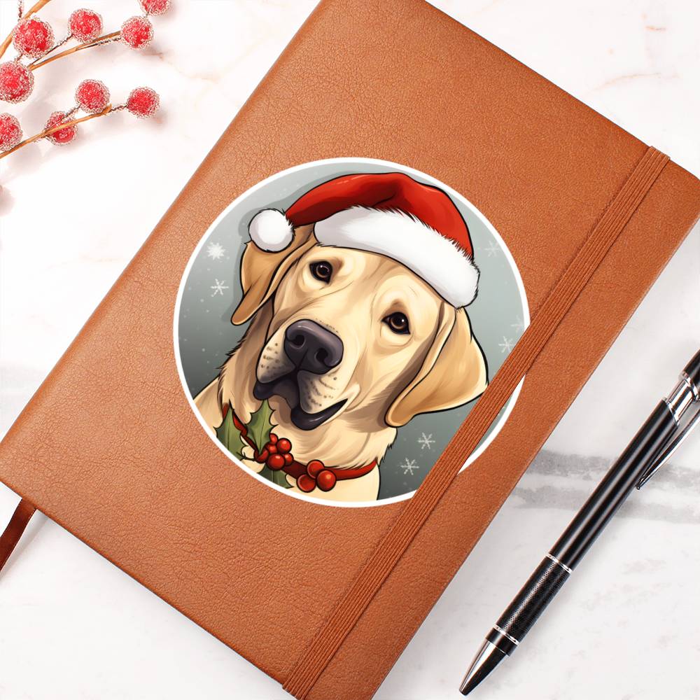Dog Stained Glass Christmas Design 016 - Vegan Leather Journal